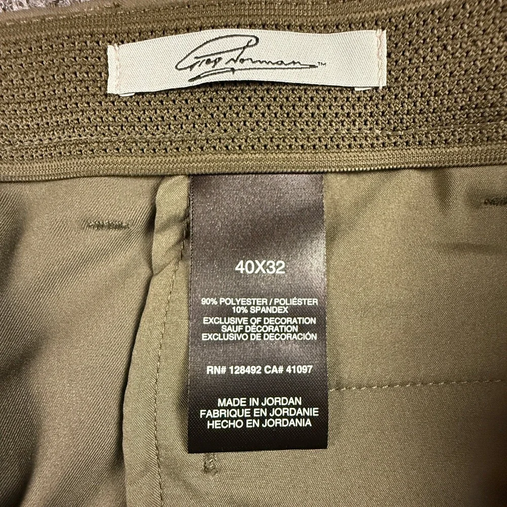 Greg Norman Mens 40x32 Performance Classic Pant Olive Green Stretch TL111869
